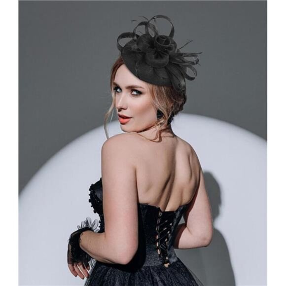 Fascinator Church Derby Hat Pillbox Hats Black main image 5